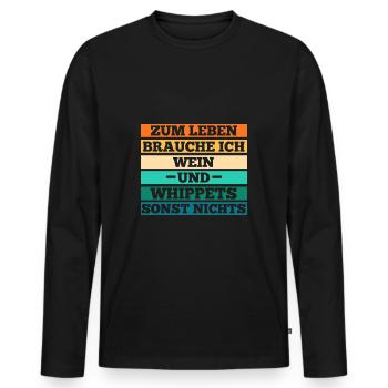 Hund Wein Whippet - Männer Premium Bio Langarmshirt - Schwarz - Vorne - Nico (187cm)