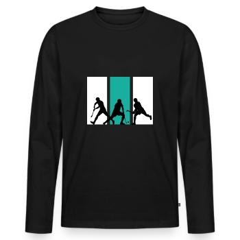 Terrain de hockey sur gazon de l’équipe de hockey sur gazon - T-shirt manches longues Premium bio Homme - noir - Devant - Nico (187cm)