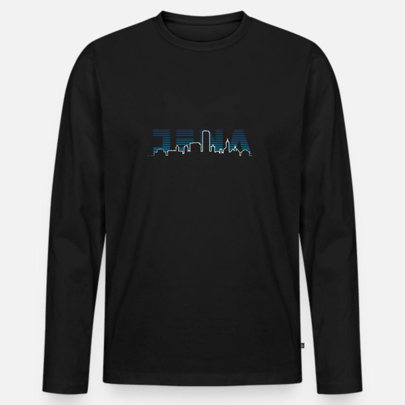 Jena Silhouette Skyline - Männer Premium Bio Langarmshirt - Schwarz