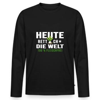 vegetarier bio vegetarisch veganlife fleischfrei - Männer Premium Bio Langarmshirt - Schwarz - Vorne - Nico (187cm)