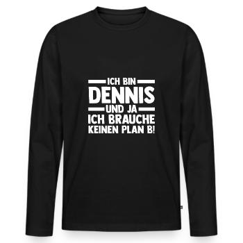 Prénom Dennis - T-shirt manches longues Premium bio Homme - noir - Devant - Nico (187cm)