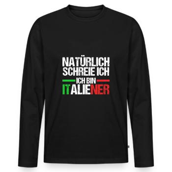 Italy Italian Vaffanculo - Men's Premium Organic Long Sleeve Shirt - black - Front - Nico (187cm)
