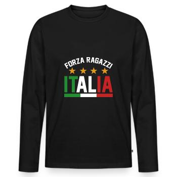 Italie Italien Italien Italie - T-shirt manches longues Premium bio Homme - noir - Devant - Nico (187cm)