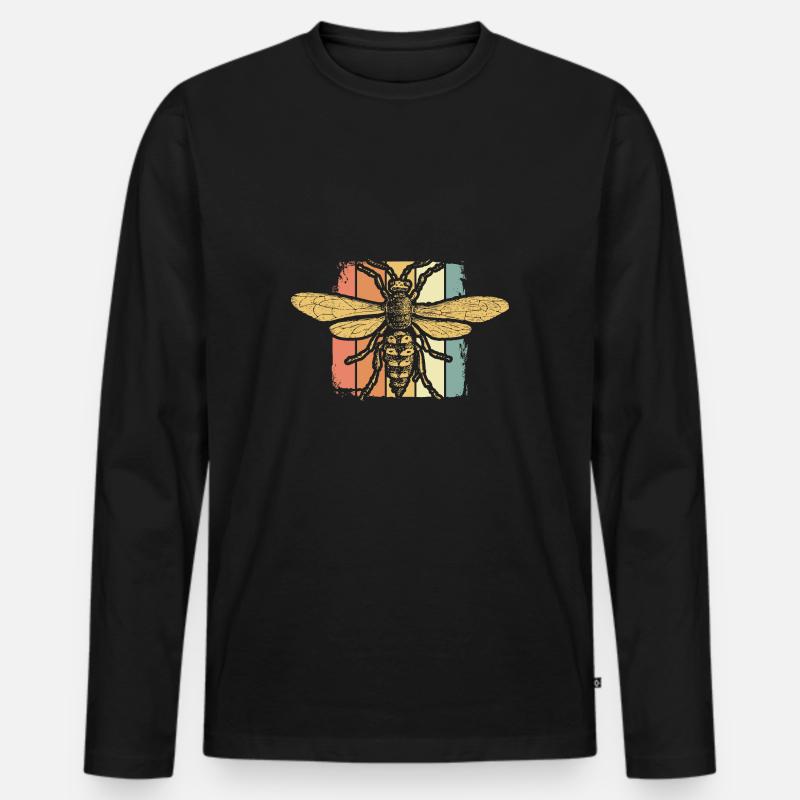 Biene - Männer Premium Bio Langarmshirt - Schwarz