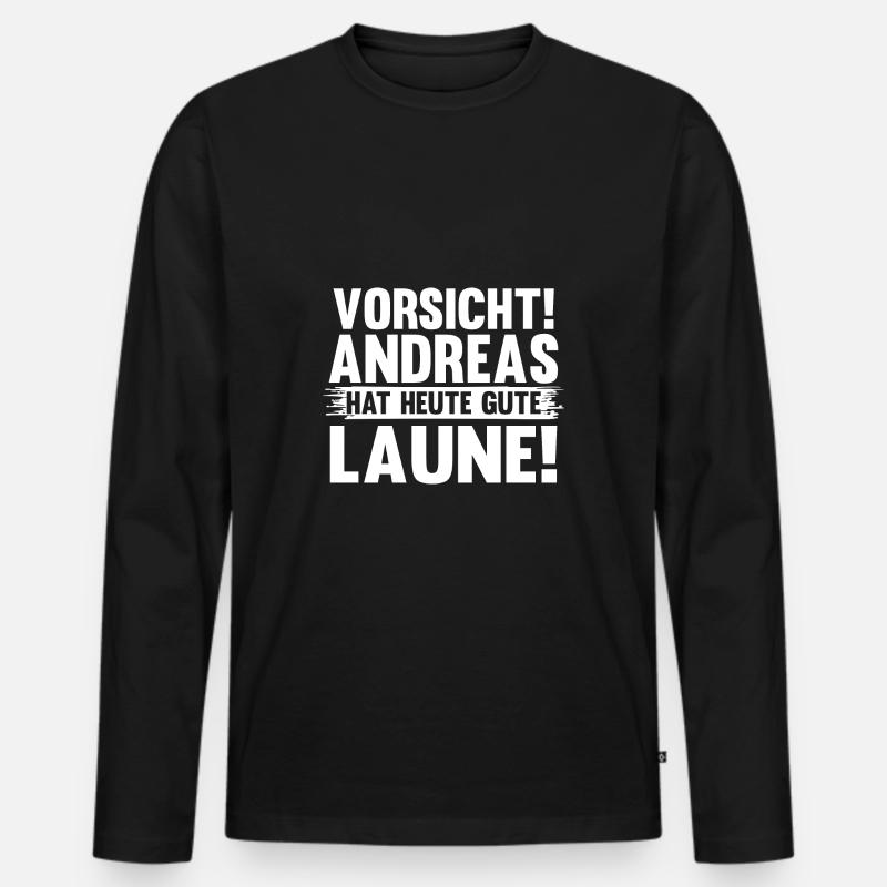 Vorname Andreas - Männer Premium Bio Langarmshirt - Schwarz