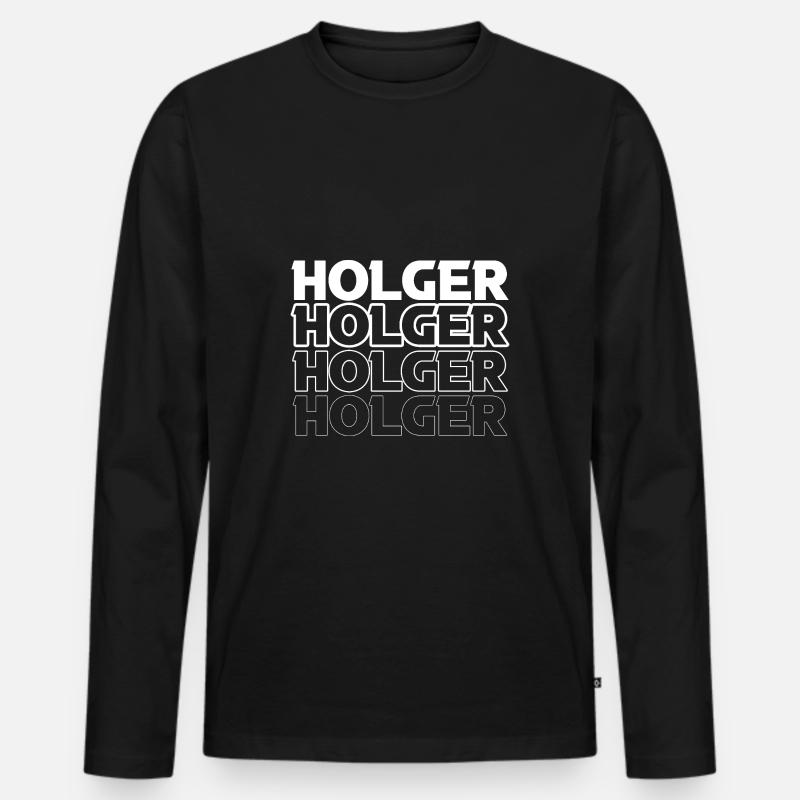 Holger - Männer Premium Bio Langarmshirt - Schwarz