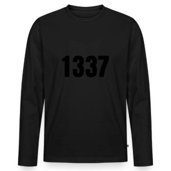 1337 - Männer Premium Bio Langarmshirt - Schwarz - Vorne - Nico (187cm)