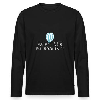 Nach oben ist noch Luft - Männer Premium Bio Langarmshirt - Schwarz - Vorne - Nico (187cm)