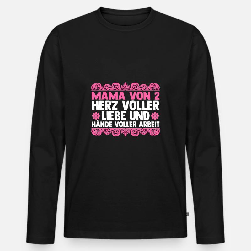 Mama Von 2 Kindern - Männer Premium Bio Langarmshirt - Schwarz