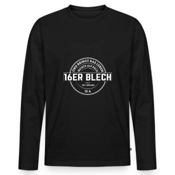 16er Blech – Die Lösung für jedes Pech im Leben - Männer Premium Bio Langarmshirt - Schwarz - Vorne - Nico (187cm)