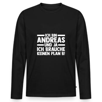 Vorname Andreas - Männer Premium Bio Langarmshirt - Schwarz - Vorne - Nico (187cm)