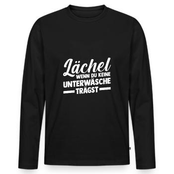 Smile when you're not wearing underwear - Men's Premium Organic Long Sleeve Shirt - black - Front - Nico (187cm)