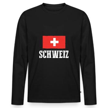 Swiss Switzerland - Men's Premium Organic Long Sleeve Shirt - black - Front - Nico (187cm)