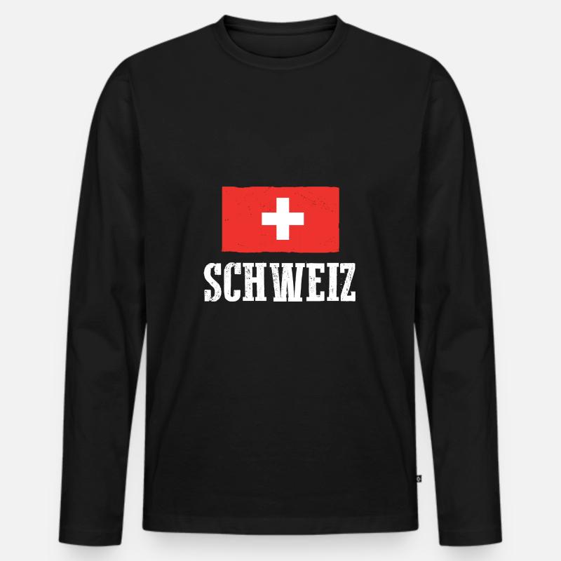 Schweizer Schweiz - Männer Premium Bio Langarmshirt - Schwarz