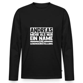 Vorname Andreas - Männer Premium Bio Langarmshirt - Schwarz - Vorne - Nico (187cm)