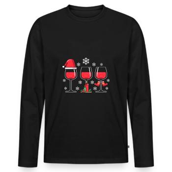 Wein Glühwein Weinglas Weihnachts - Männer Premium Bio Langarmshirt - Schwarz - Vorne - Nico (187cm)