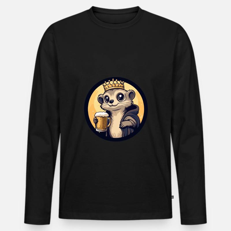 Erdmännchen Bier - Männer Premium Bio Langarmshirt - Schwarz