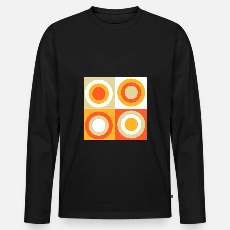 70er Jahre Muster Kreise Kringel - Männer Premium Bio Langarmshirt - Schwarz