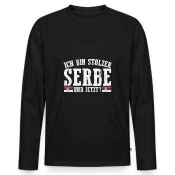Serbe Serbe Serbie - T-shirt manches longues Premium bio Homme - noir - Devant - Nico (187cm)
