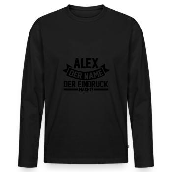 Alexander Alexandra Alexa Alex - T-shirt manches longues Premium bio Homme - noir - Devant - Nico (187cm)