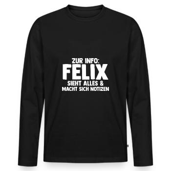 Felix - Männer Premium Bio Langarmshirt - Schwarz - Vorne - Nico (187cm)