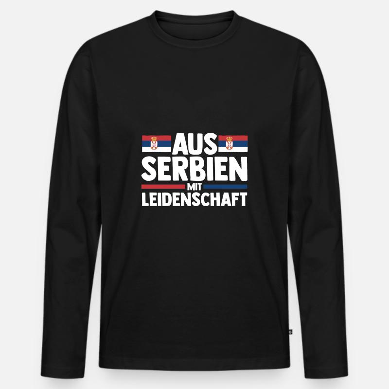 Serben Serbisch Serbien - Männer Premium Bio Langarmshirt - Schwarz