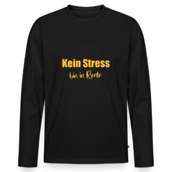 Kein Stress bin in Rente - Männer Premium Bio Langarmshirt - Schwarz - Vorne - Nico (187cm)