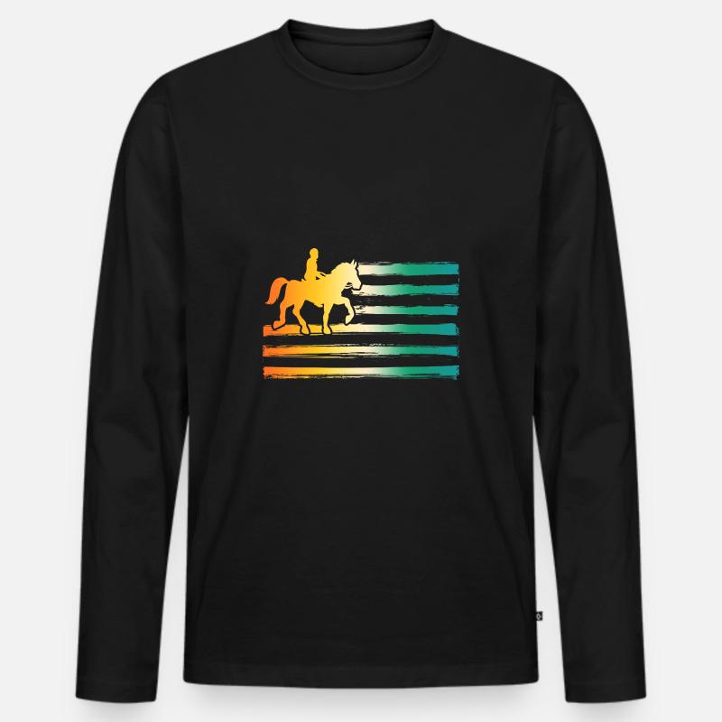 Reiten Pferde - Männer Premium Bio Langarmshirt - Schwarz