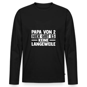 Dad of 2 children - Men's Premium Organic Long Sleeve Shirt - black - Front - Nico (187cm)