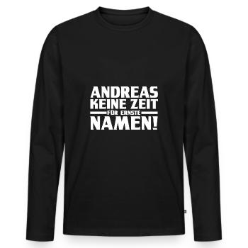 Prénom Andreas - T-shirt manches longues Premium bio Homme - noir - Devant - Nico (187cm)