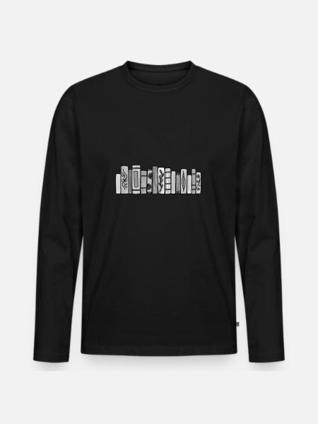 Graue Pastellbücher - Männer Premium Bio Langarmshirt - Schwarz