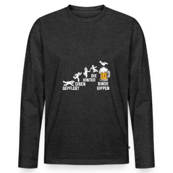 En inclinant soigneusement l’un d’entre eux derrière le bandage - T-shirt manches longues Premium bio Homme - anthracite chiné - Devant - Nico (187cm)