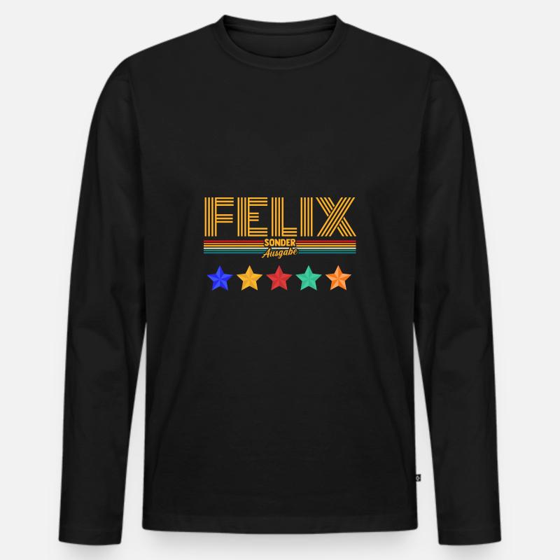 Felix - Männer Premium Bio Langarmshirt - Schwarz