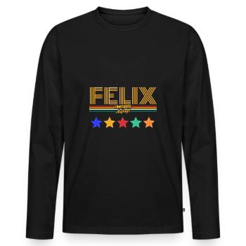 Felix - Männer Premium Bio Langarmshirt - Schwarz - Vorne - Nico (187cm)