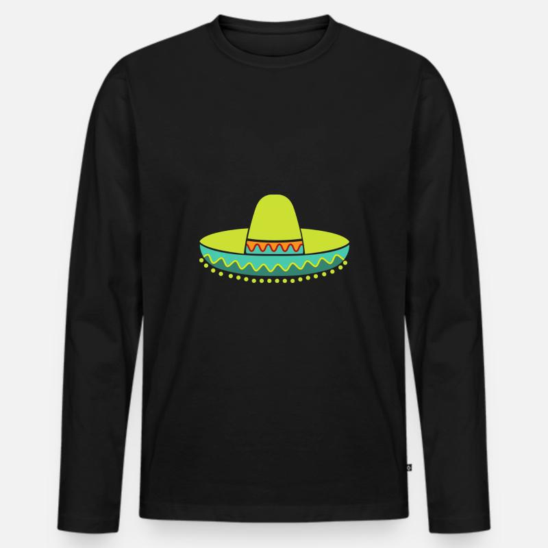 Sombrero Strohhut - Männer Premium Bio Langarmshirt - Schwarz