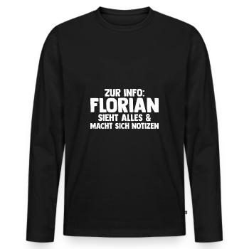 Florian - Männer Premium Bio Langarmshirt - Schwarz - Vorne - Nico (187cm)