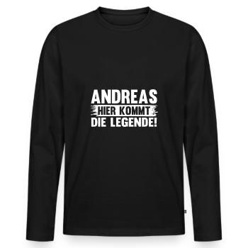 Vorname Andreas - Männer Premium Bio Langarmshirt - Schwarz - Vorne - Nico (187cm)