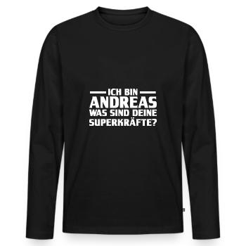 Vorname Andreas - Männer Premium Bio Langarmshirt - Schwarz - Vorne - Nico (187cm)