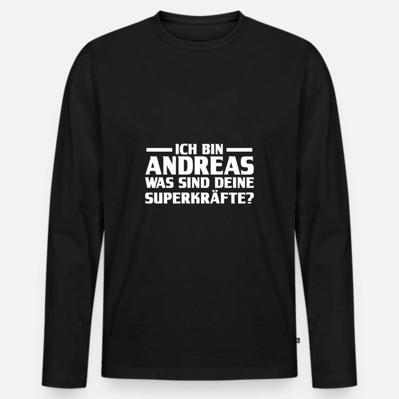 Vorname Andreas - Männer Premium Bio Langarmshirt - Schwarz