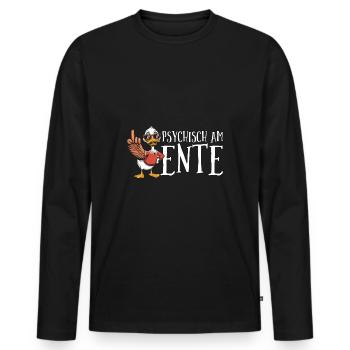 Psychically on the duck - Men's Premium Organic Long Sleeve Shirt - black - Front - Nico (187cm)