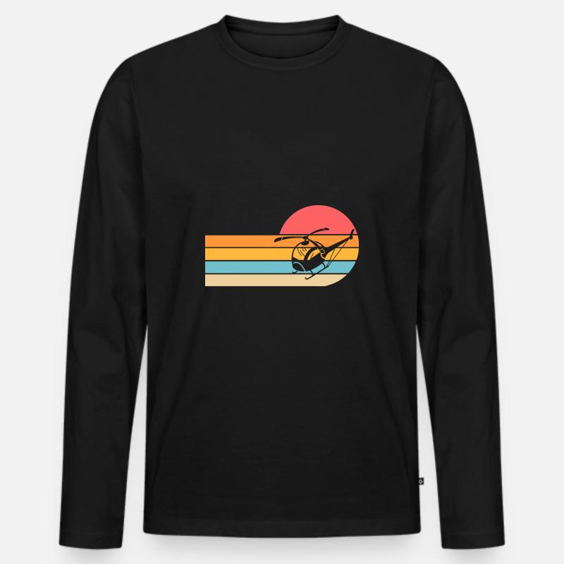 Pilot Hubschrauber Helikopter - Männer Premium Bio Langarmshirt - Schwarz