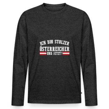 Autrichiens Autriche - T-shirt manches longues Premium bio Homme - anthracite chiné - Devant - Nico (187cm)