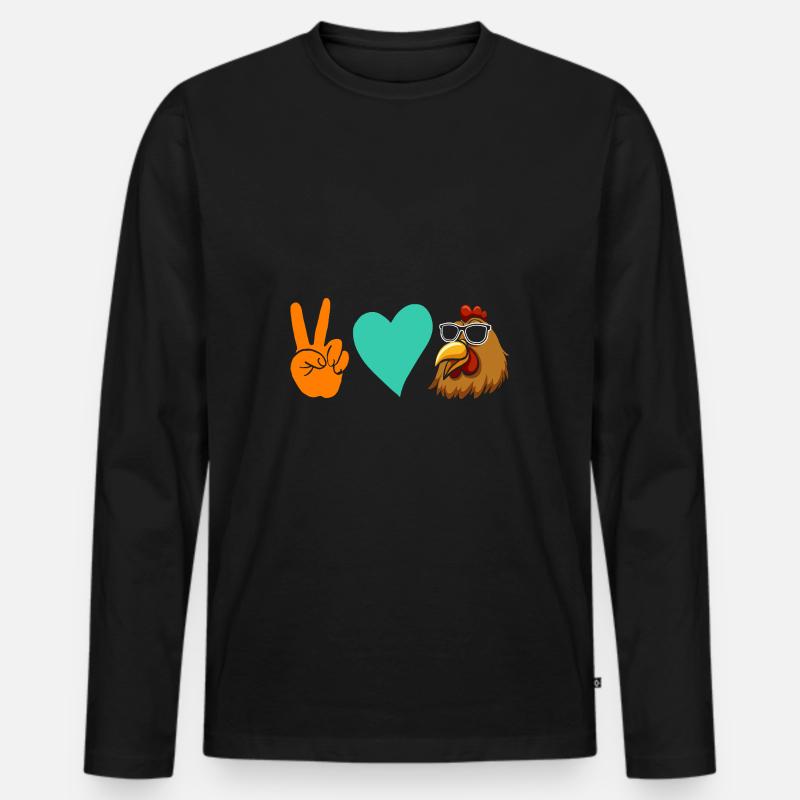 Hühner Henne - Männer Premium Bio Langarmshirt - Schwarz