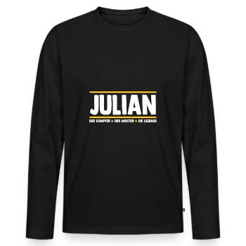 Julian - Männer Premium Bio Langarmshirt - Schwarz - Vorne - Nico (187cm)