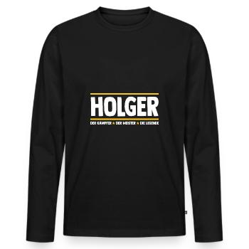 Holger - T-shirt manches longues Premium bio Homme - noir - Devant - Nico (187cm)