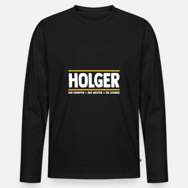 Holger - Männer Premium Bio Langarmshirt - Schwarz