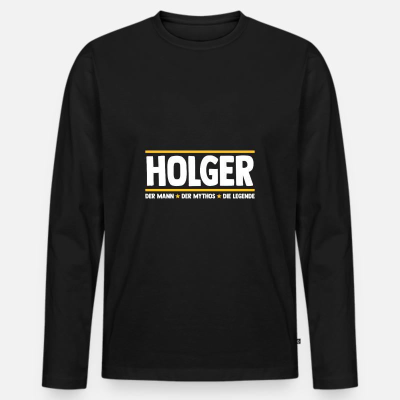 Holger - Männer Premium Bio Langarmshirt - Schwarz