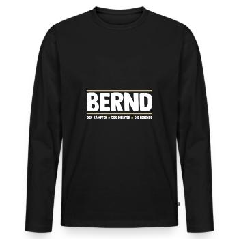 Bernd - T-shirt manches longues Premium bio Homme - noir - Devant - Nico (187cm)