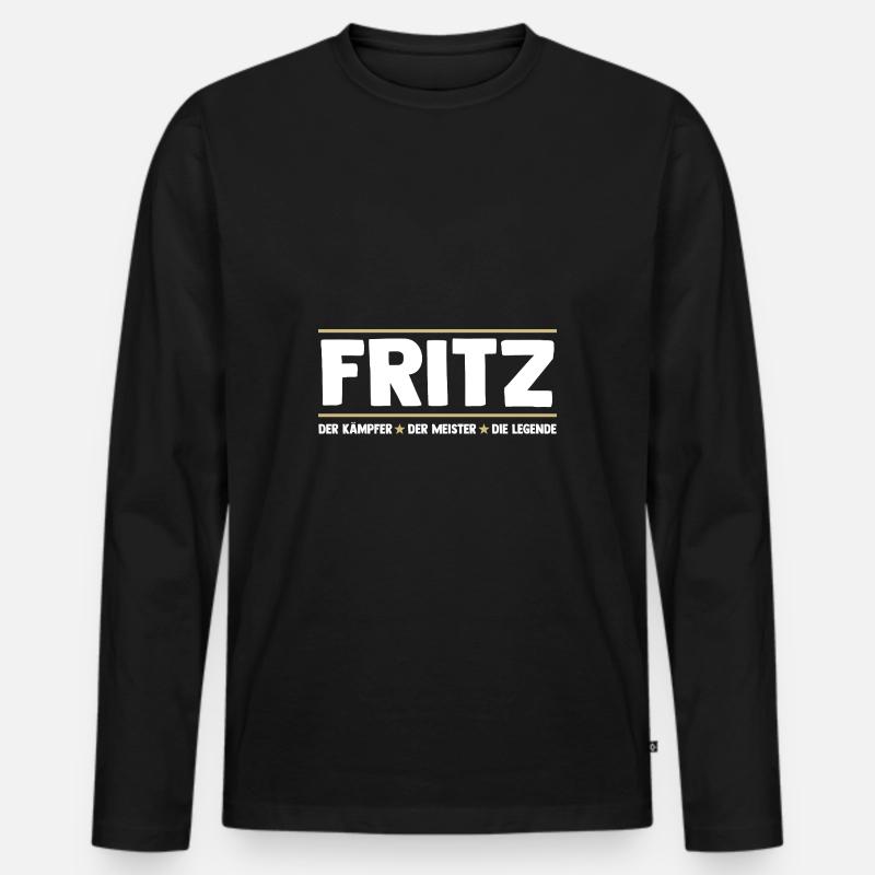 Fritz - Männer Premium Bio Langarmshirt - Schwarz
