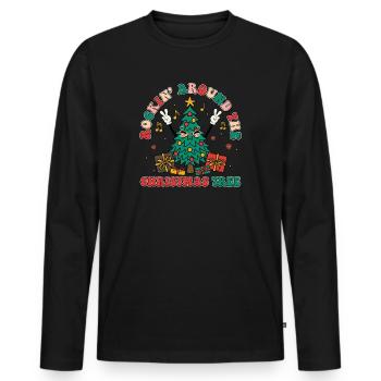 Noël rétro - T-shirt manches longues Premium bio Homme - noir - Devant - Nico (187cm)
